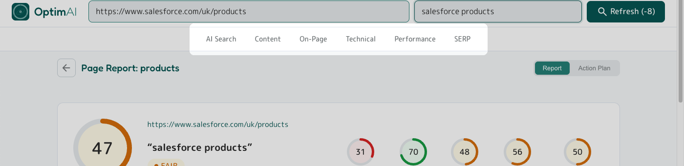 Section Nav Bar highlighted - horizontal row of section buttons below the URL/keyword bar.